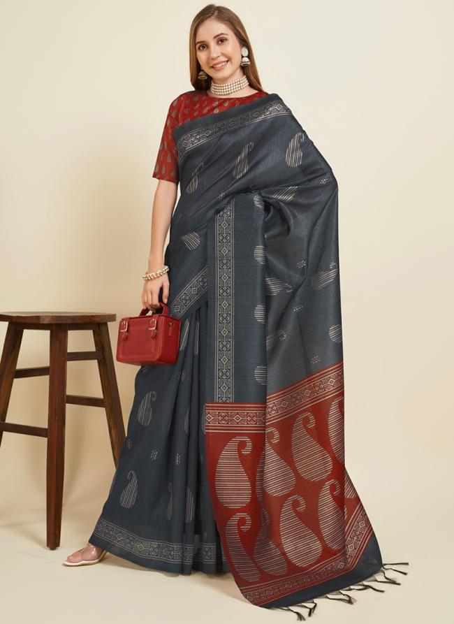 Soft Silk Grey Traditional Wear Weaving Saree